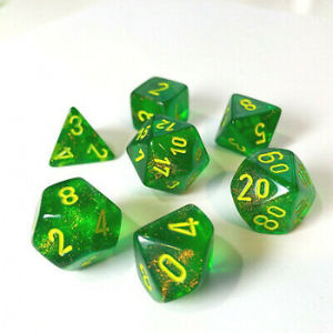 Immagine di Chessex Borealis Polyhedral 7-Die Set - Maple Green w/yellow