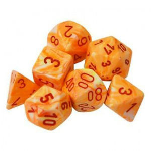 Immagine di Chessex Festive Polyhedral 7-Die Set - Sunburst w/red