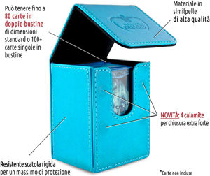 Immagine di Porta mazzo verticale per 80 carte standard imbustate Flip Deck Case 80+ Blue