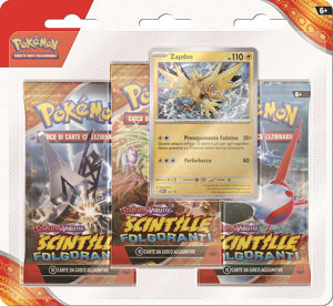 Immagine di Pokemon - Blister 3 Bustine + 1 Card SV08 Scintille Folgoranti