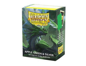 Immagine di Dragon Shield Sleeves - Standard size - Matte Dual - Apple Green & Silver (100 Sleeves)